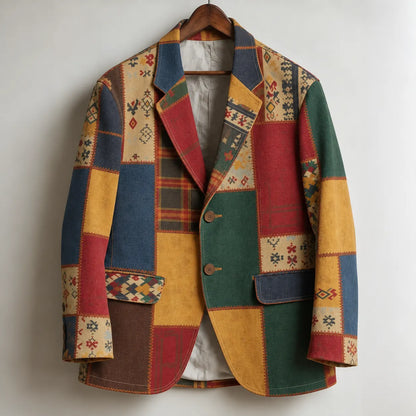 Men's Vintage Hippie Geometric Art Print Casual Blazer