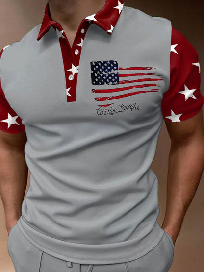 Men'S Flag Print Polo Shirt