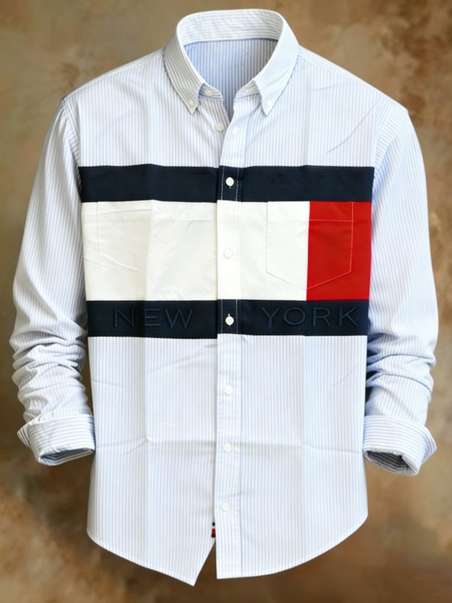 Men's Geometric Lines Striped Print Shirt