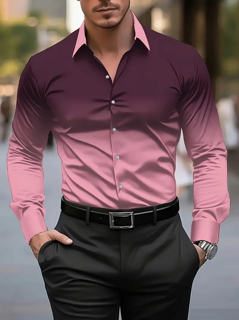 Men's Street Style Business Casual Printed Long Sleeve Shirt