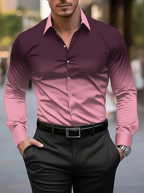 Men's Street Style Business Casual Printed Long Sleeve Shirt