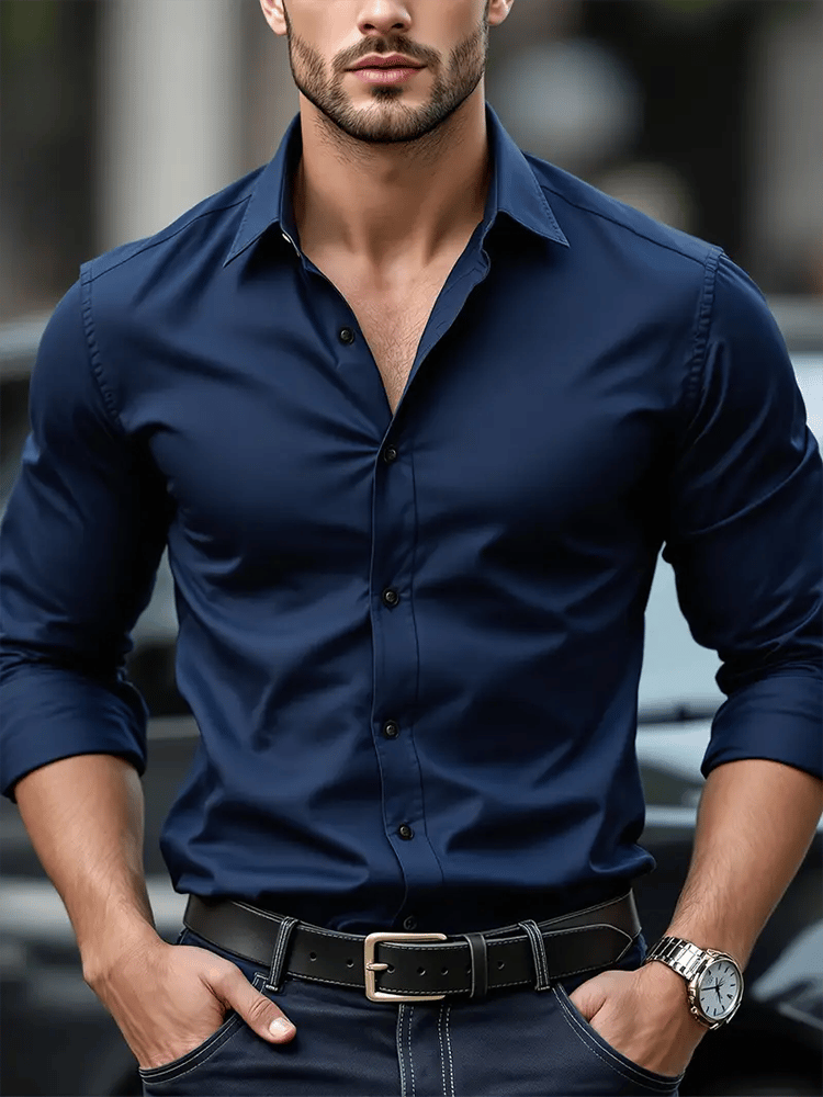 Men's Street Style Business Casual Printed Long Sleeve Shirt