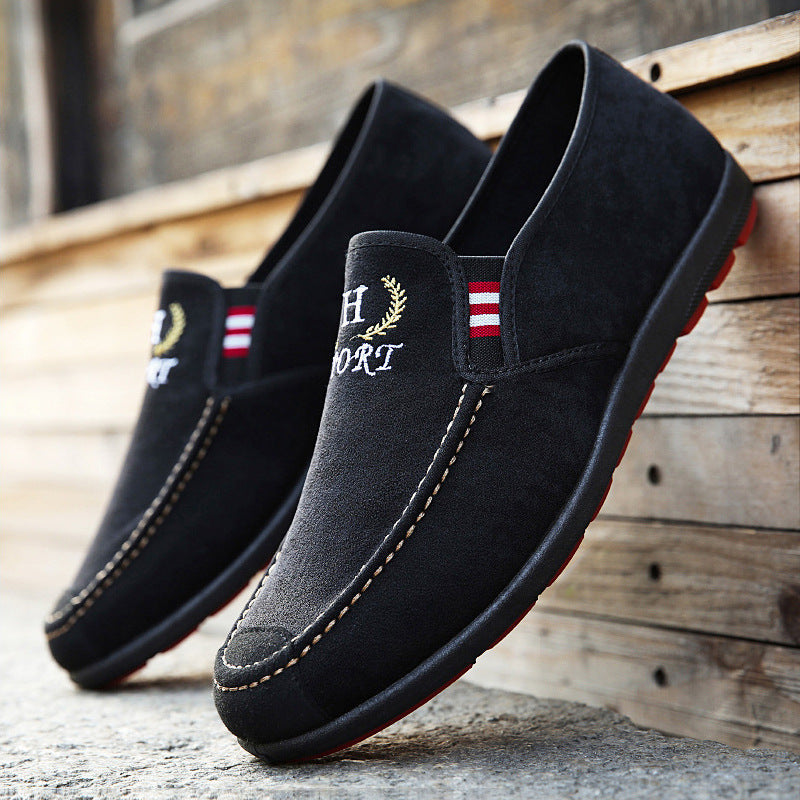 Cowhide-Soled Low-Top Canvas  Loafers