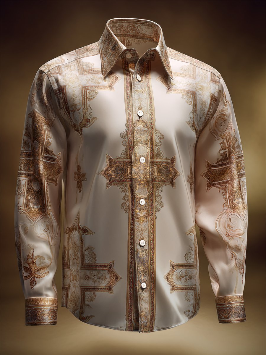 Men's Luxe Satin Long Sleeve Shirt