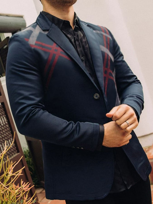 Men's Fashion Commuter Print Design Suit Jacket