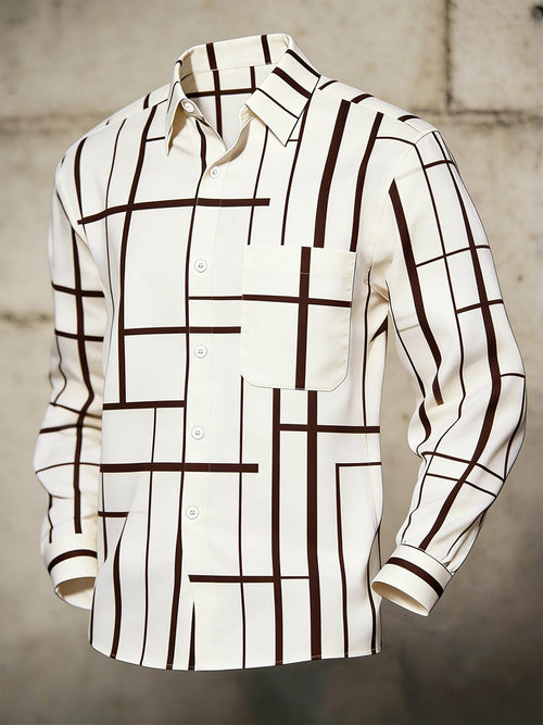 Men's Retro Business Bag House Geometric Long-Sleeve Shirt