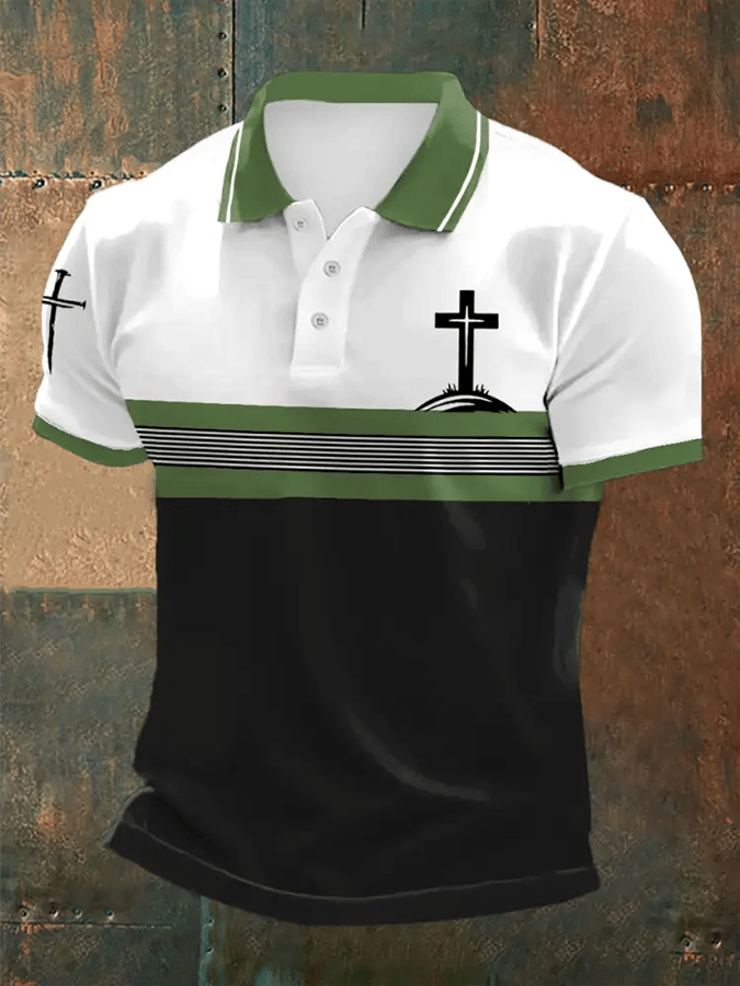 Men's Retro Faith Casual Printed Polo Shirt