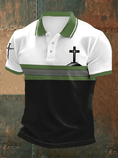 Men's Retro Faith Casual Printed Polo Shirt
