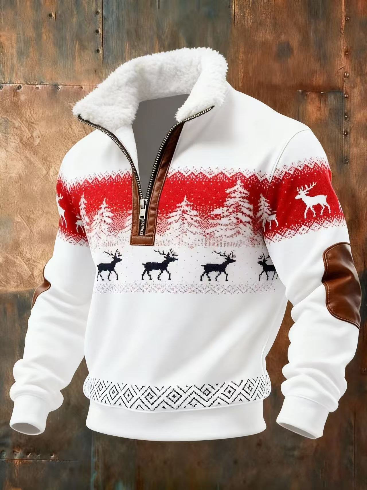Men's Casual Christmas Print Knit Sweatshirt