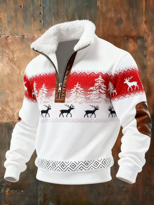 Men's Casual Christmas Print Knit Sweatshirt