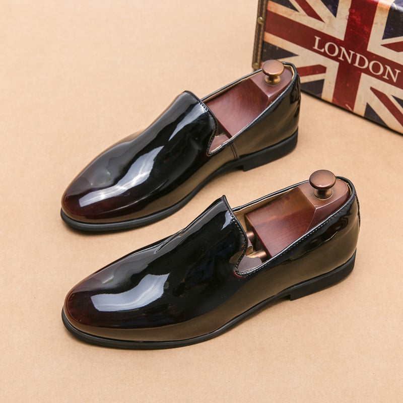 Men'S Fashion Gradient Color Casual Shiny Leather Shoes