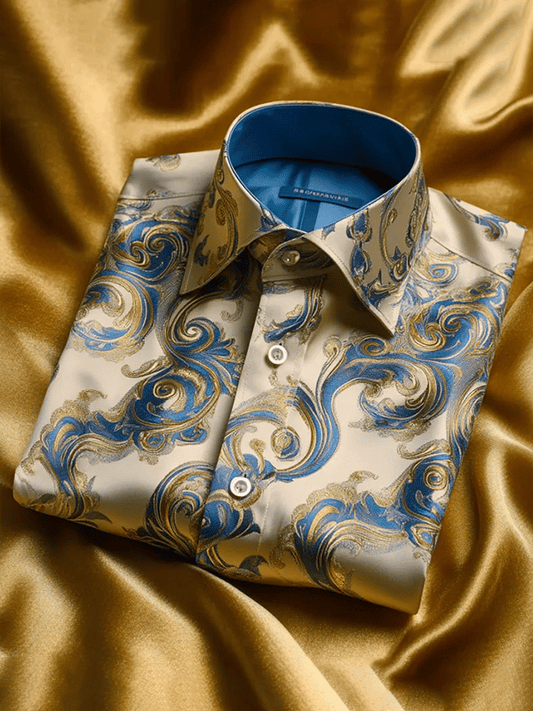 Men's Satin Luxe Print Short Sleeve Button Shirt
