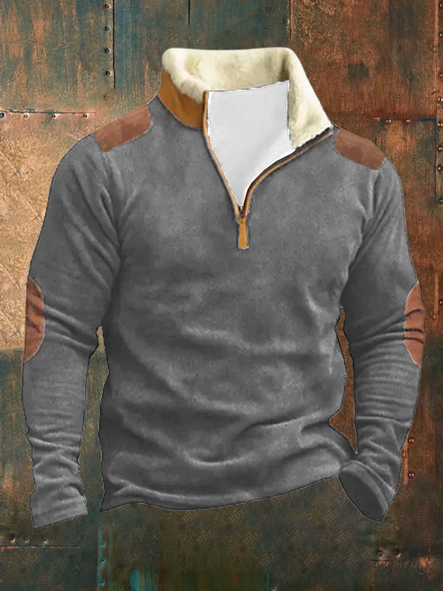 Men's Casual Lapel Long Sleeve Sweatshirt