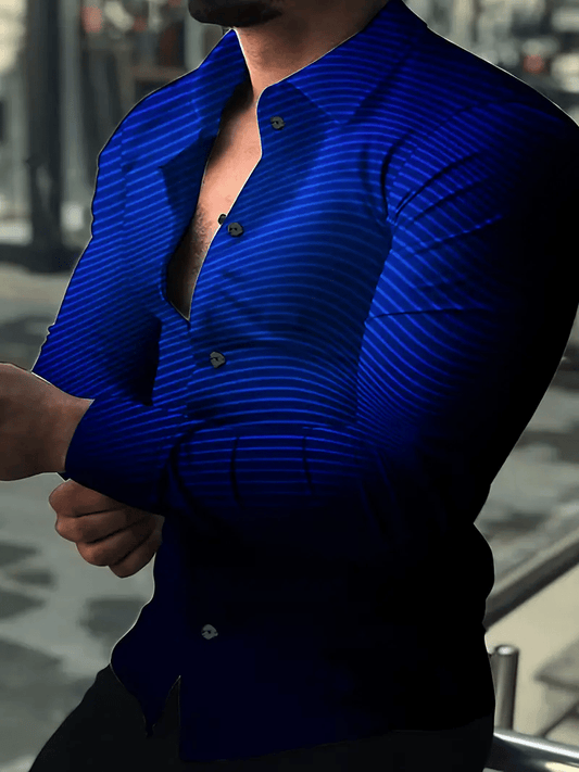 Men's Business Casual Striped Long Sleeve Shirt