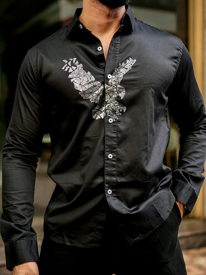 Men's Street Style Business Casual Printed Long Sleeve Shirt