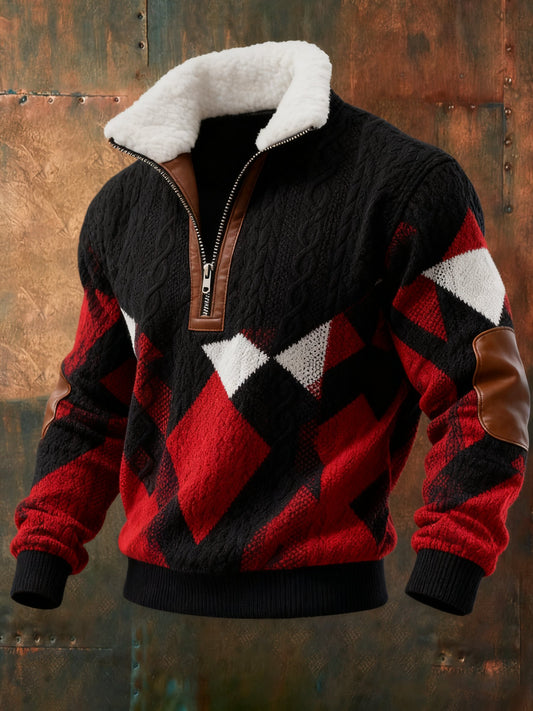 Men's Cable Textured Print Casual Sweatshirt