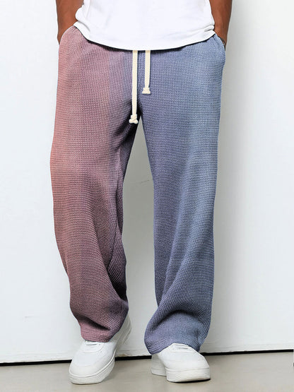 Men's Geometric Gradient Art Printed Waffle Casual Pants