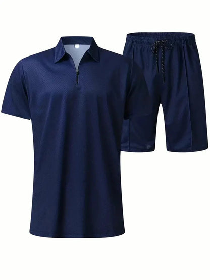 Suitmens Men's Daily Casual Collar Zipper Polo Shirt Set 216