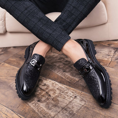British Fashion Matching Sequin Business Dress Leather Shoes