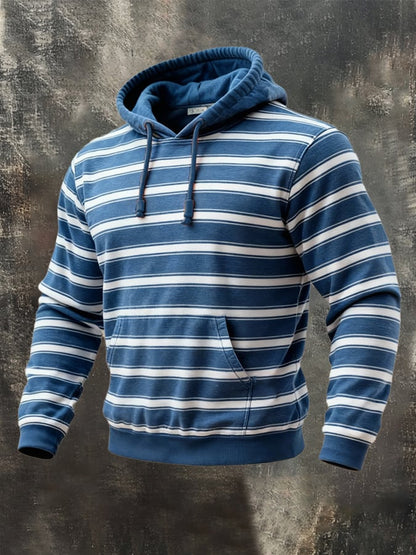 Men'S Stylish Striped Contrasting Hooded Sweatshirt