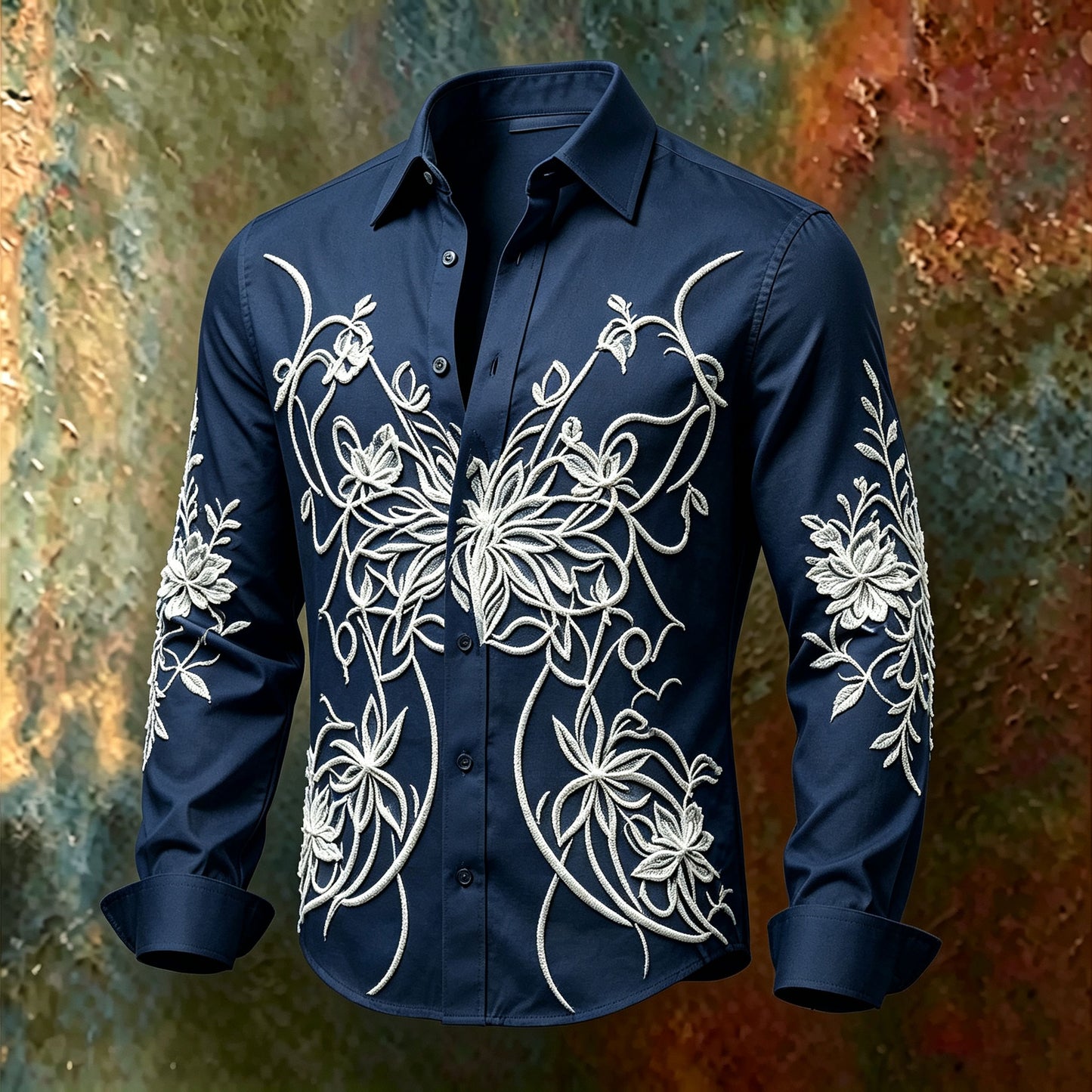 Men's Floral-Print Long-Sleeve Shirt