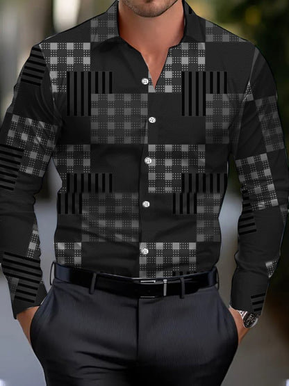 Men's Business Style Geometric Print Shirt