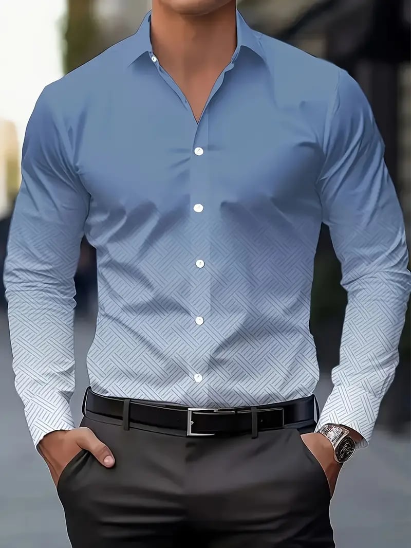 Men's Street Style Business Casual Printed Long Sleeve Shirt