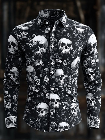 Men's Vintage Art Skull Shirt