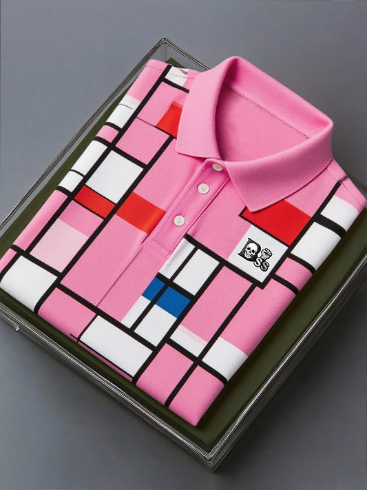 Men's Business Casual Artistic Button Short Sleeve Polo Shirt