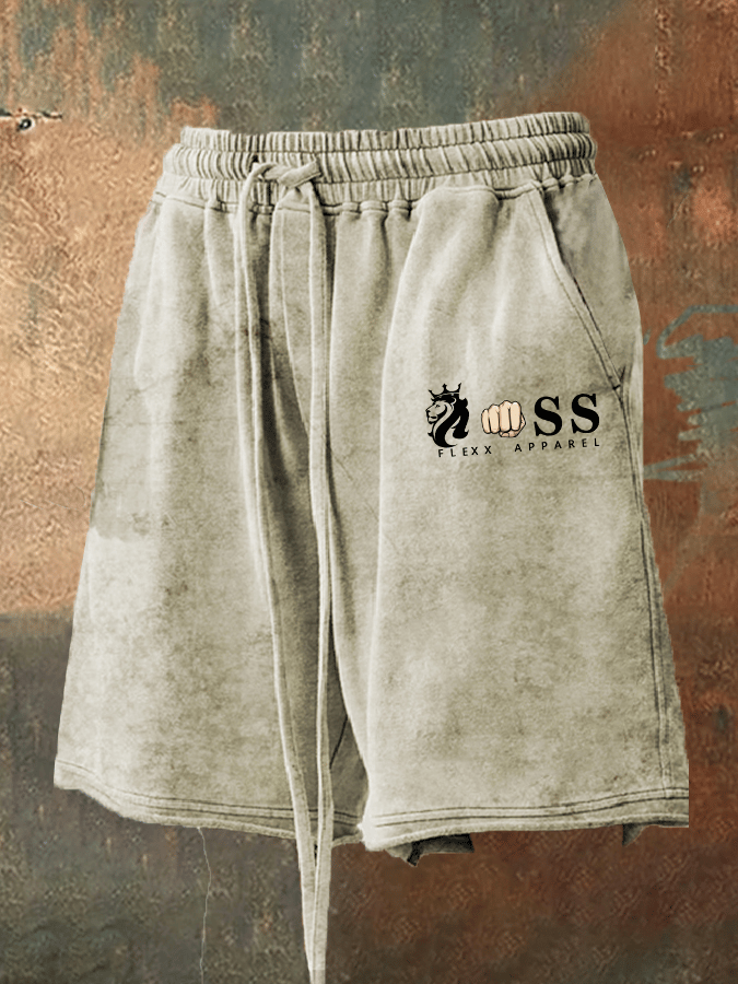 Men's Retro Letter Print Loose Casual Shorts