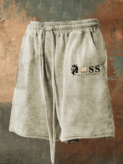Men's Retro Letter Print Loose Casual Shorts