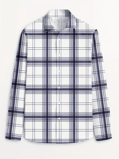 Men's Plaid Business Long Sleeve Shirt