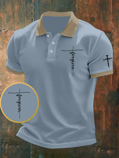 Men's Retro Faith Casual Printed Polo Shirt