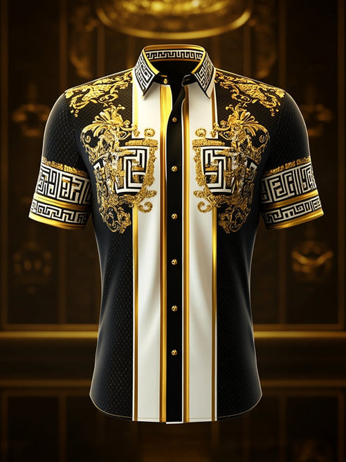 Men's Satin Luxe Print Short Sleeve Button Shirt