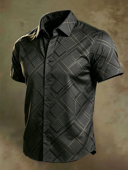 Men's Retro Bauhaus Geometric Short-Sleeve Shirt