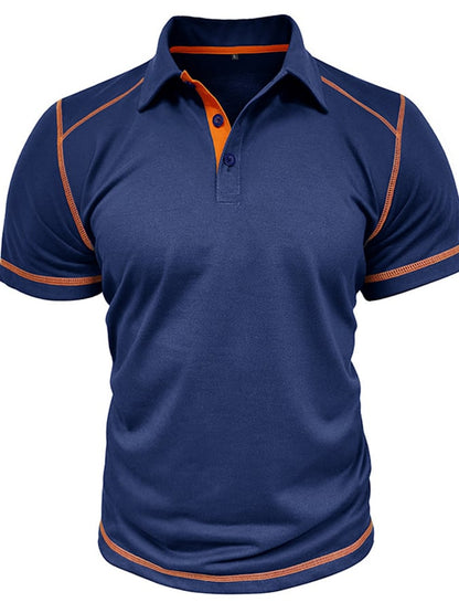 Men's Color Blocking Polo Collar Short Sleeved Polo Shirt