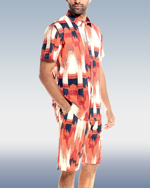 Men's Flame Shirt 2 Piece Shorts Set
