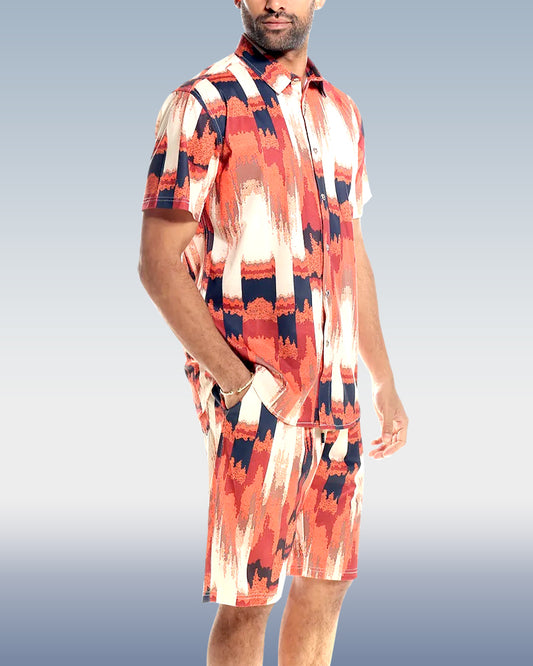 Men's Flame Shirt 2 Piece Shorts Set
