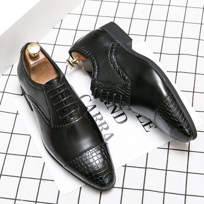 Business Casual Fashion Color Contrast Men'S Leather Shoes