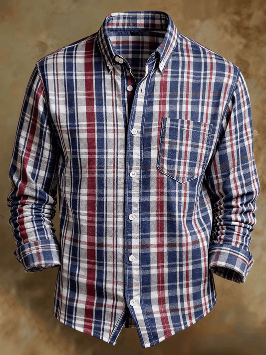 Men's Retro Abstract Art Print Comfortable Business Style Shirt