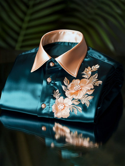 Men's Satin Luxe Long Sleeve Button Down Shirt