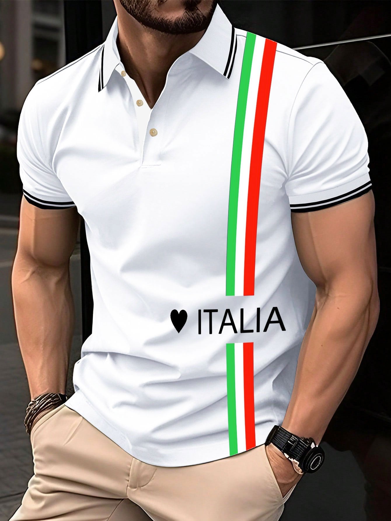 Men's "Italy" printed polo shirt