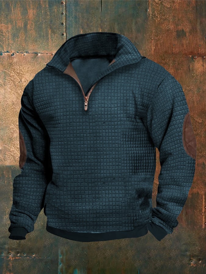 Men's Stand Collar Zipper Long Sleeve Casual Sweatshirt