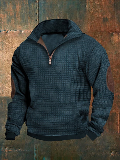 Men's Stand Collar Zipper Long Sleeve Casual Sweatshirt