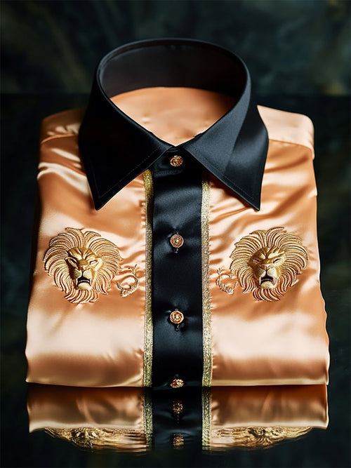 Men's Satin Luxe Long Sleeve Button Down Shirt
