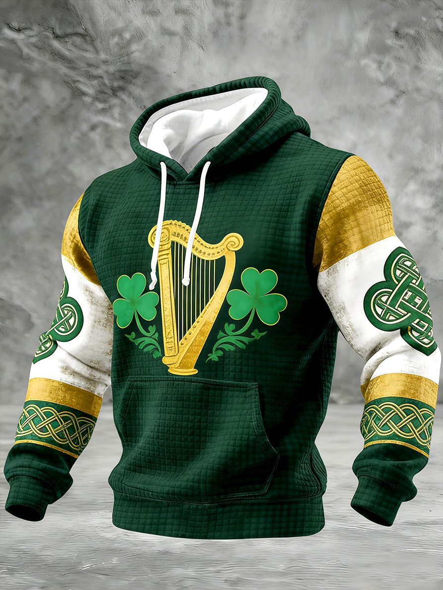 Men's Vintage Lucky St. Patrick's Day Art Texture Hoodie