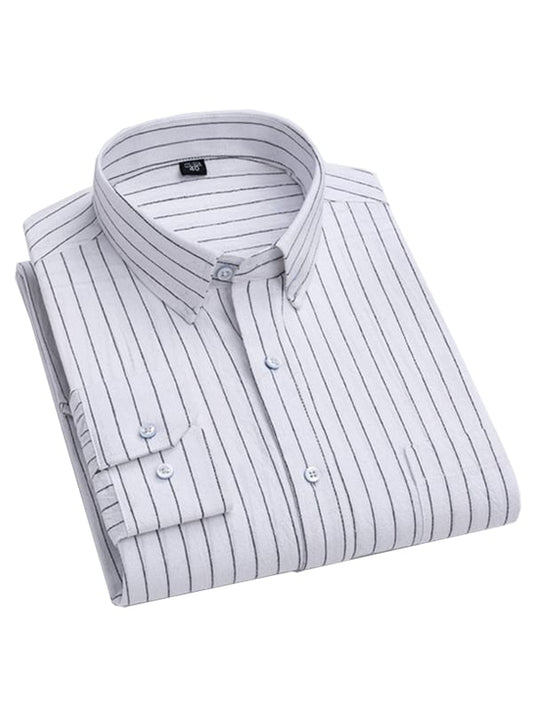 Men's Stripe Print Business Long Sleeve Shirt