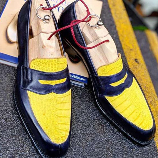 Fashionable British Style Casual Color Contrast Leather Shoes