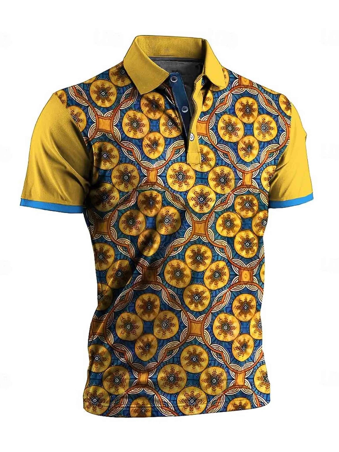 Geometric Tribal Patterns Art Print Casual Short Sleeve Polo Shirt