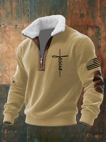 Men's Casual Faith Retro Textured Sweatshirt